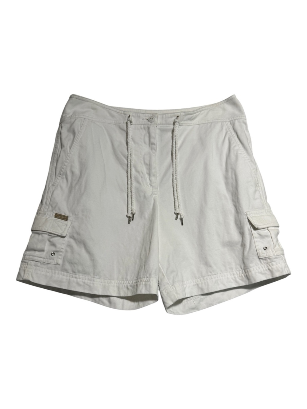 Lauren Ralph Lauren White Cotton Drawstring Cargo Shorts Size 8